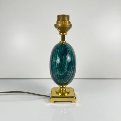Table lamp by Maison Le Dauphin in brass and imitation green malachite, 1980