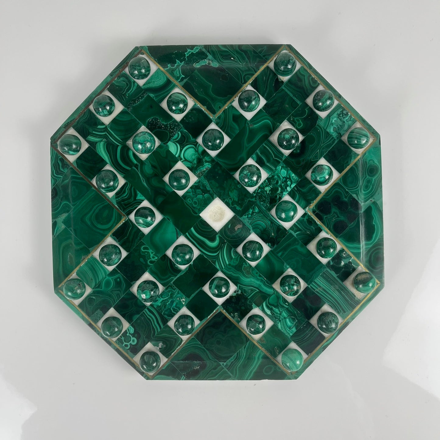 Jeu de solitaire en Malachite de forme octogonnale, 1950/70