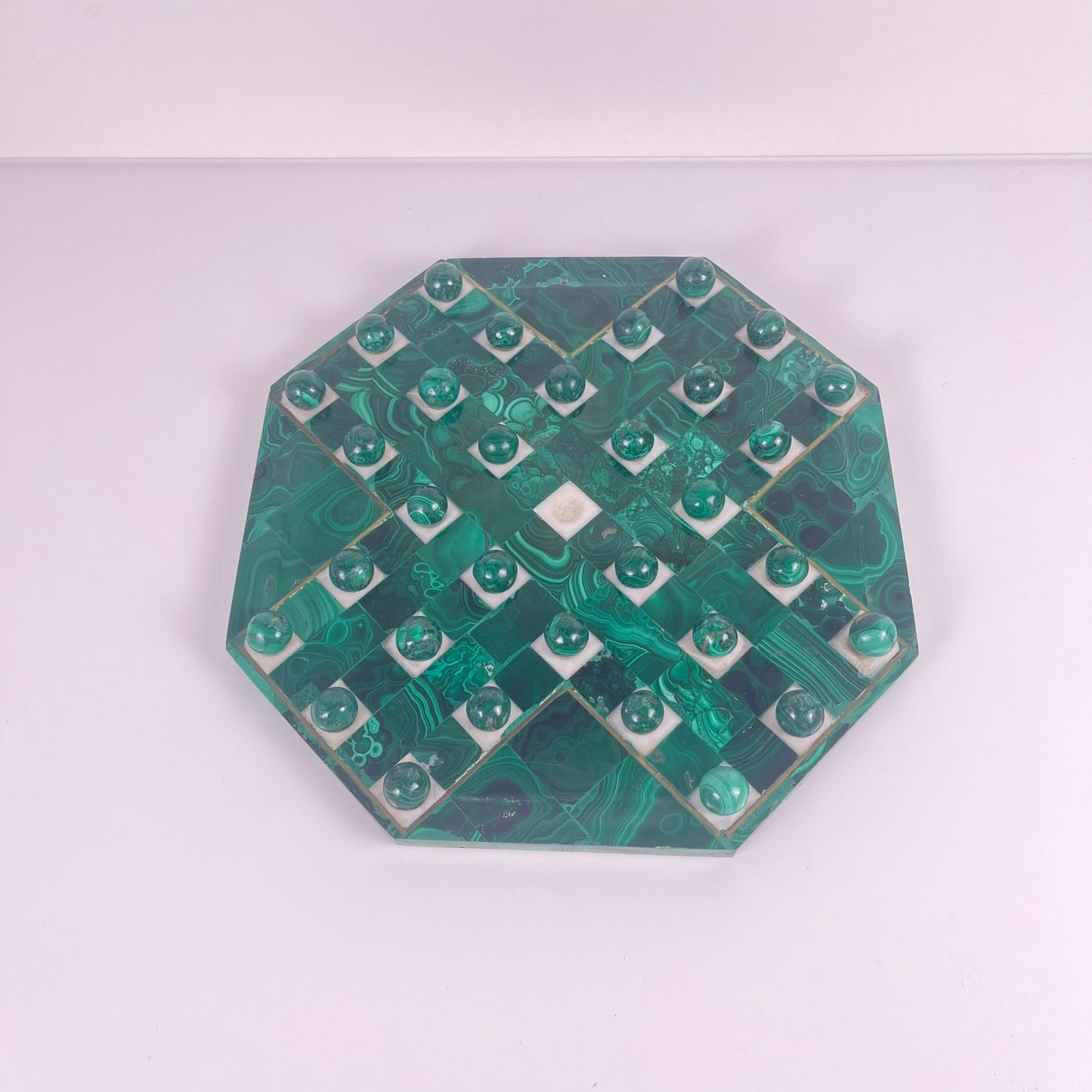Jeu de solitaire en Malachite de forme octogonnale, 1950/70