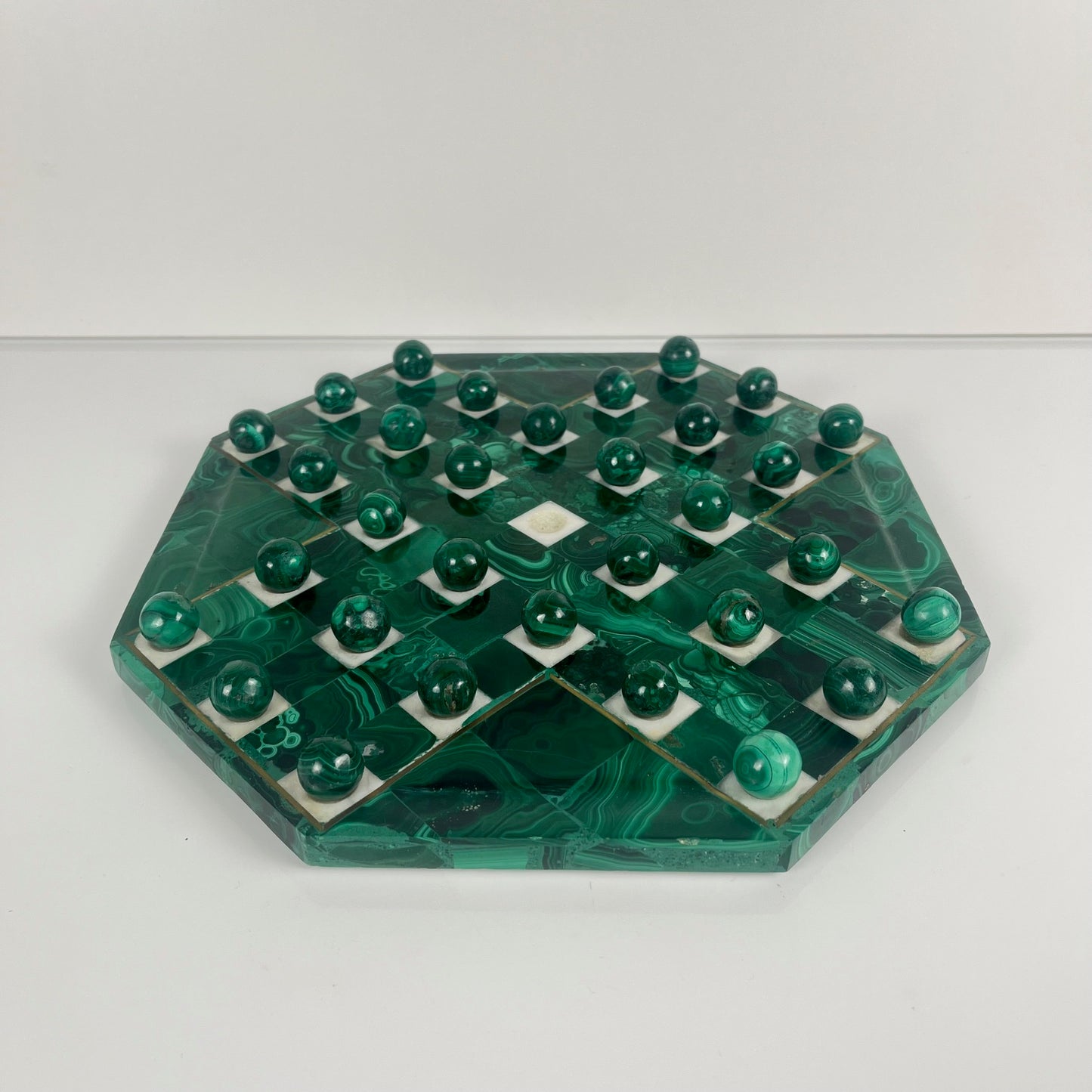 Jeu de solitaire en Malachite de forme octogonnale, 1950/70