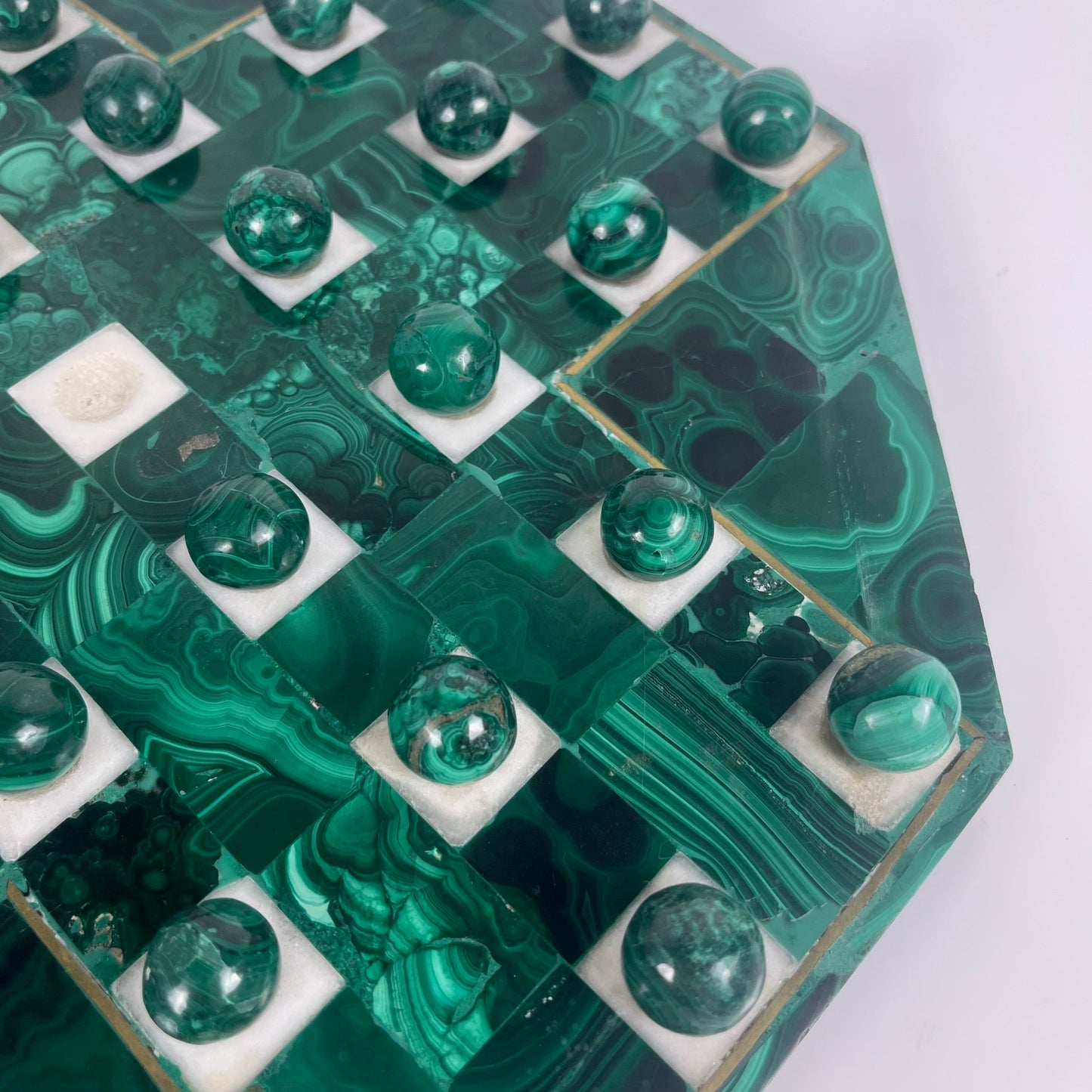 Jeu de solitaire en Malachite de forme octogonnale, 1950/70