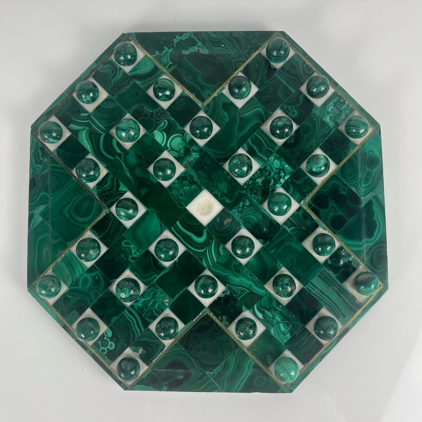 Jeu de solitaire en Malachite de forme octogonnale, 1950/70