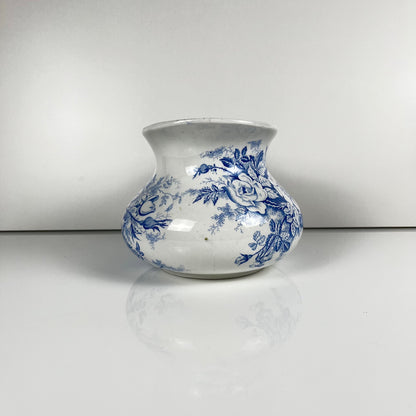 Chubby pitcher, antique KG Lunéville wash jug, blue with floral pattern, late 19th - early 20th century