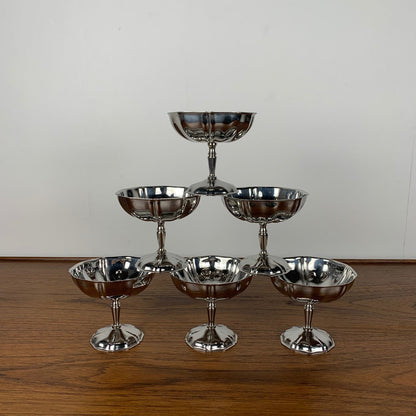 Lot de 6 coupes à glace / dessert en inox, forme de "fleur"