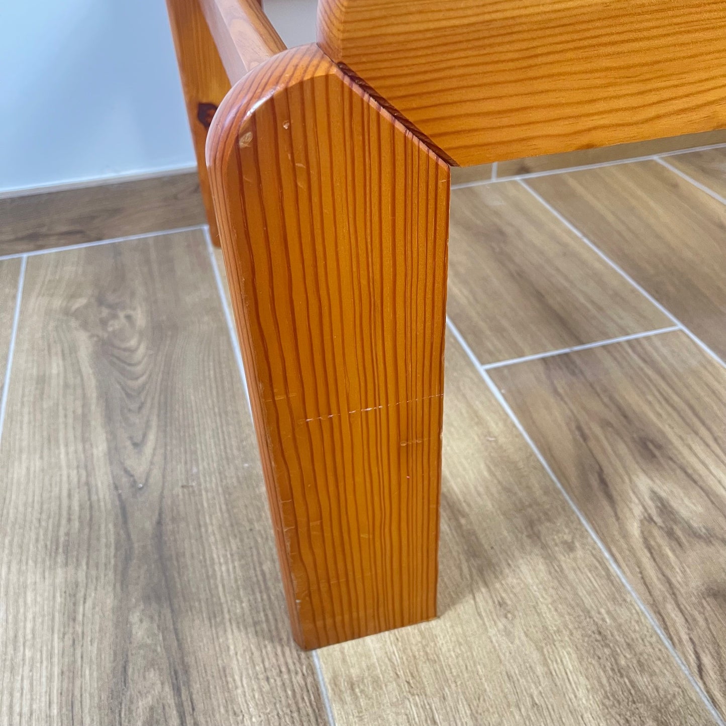 Coffee table in pine with a smoked glass top, 1970/80