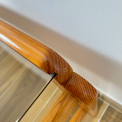 Coffee table in pine with a smoked glass top, 1970/80