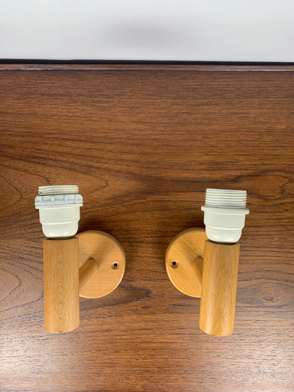 Duo d'applique scandinave en hêtre, minimaliste 1980