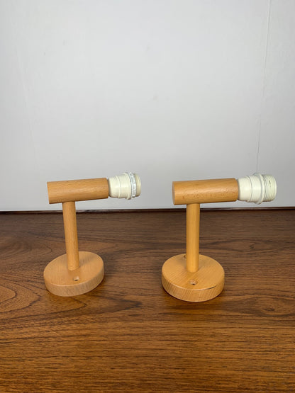 Duo d'applique scandinave en hêtre, minimaliste 1980