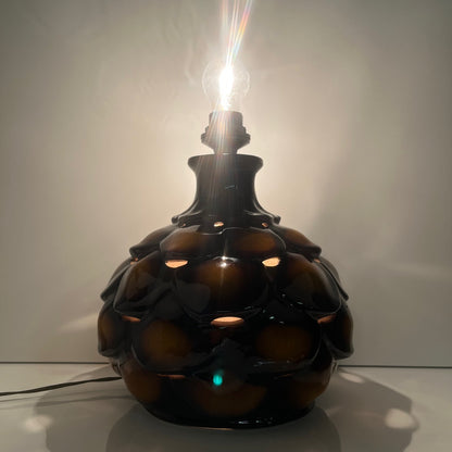 Large Lampe de Table en céramique "écaille" , 1970, double ampoules