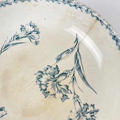 Footed salad bowl, "Oeillet" pattern, KG Lunéville, ironstone, 19th century