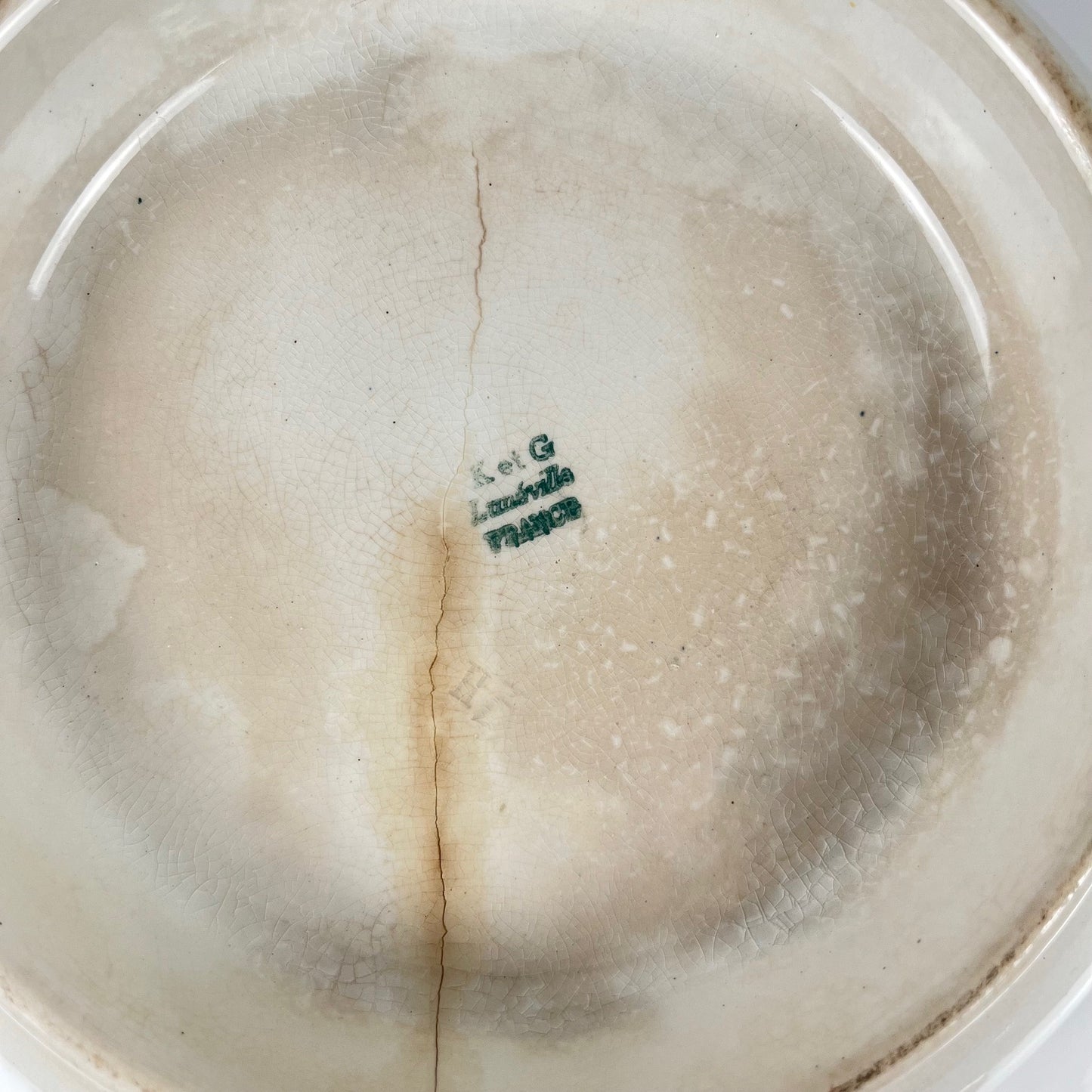 Footed salad bowl, "Oeillet" pattern, KG Lunéville, ironstone, 19th century