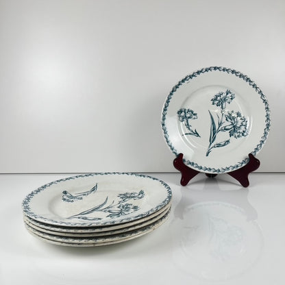 Set of 6 dessert plates, "Oeillet" pattern, KG Lunéville, ironstone, 19th century