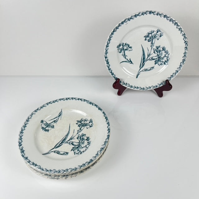Set of 6 dessert plates, "Oeillet" pattern, KG Lunéville, ironstone, 19th century