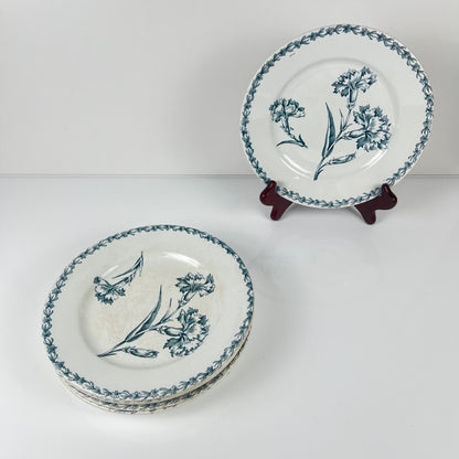Set of 6 dessert plates, "Oeillet" pattern, KG Lunéville, ironstone, 19th century
