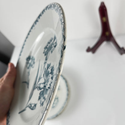 Set of 6 dessert plates, "Oeillet" pattern, KG Lunéville, ironstone, 19th century