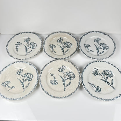 Set of 6 dessert plates, "Oeillet" pattern, KG Lunéville, ironstone, 19th century