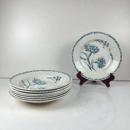 Set of 8 soup plates, "Oeillet" pattern, KG Lunéville, ironstone, 19th century
