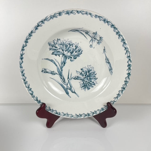 Set of 8 soup plates, "Oeillet" pattern, KG Lunéville, ironstone, 19th century