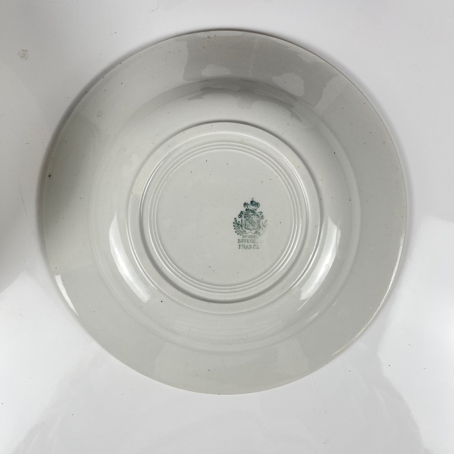 Set of 8 soup plates, "Oeillet" pattern, KG Lunéville, ironstone, 19th century