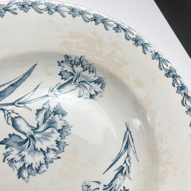 Set of 8 soup plates, "Oeillet" pattern, KG Lunéville, ironstone, 19th century