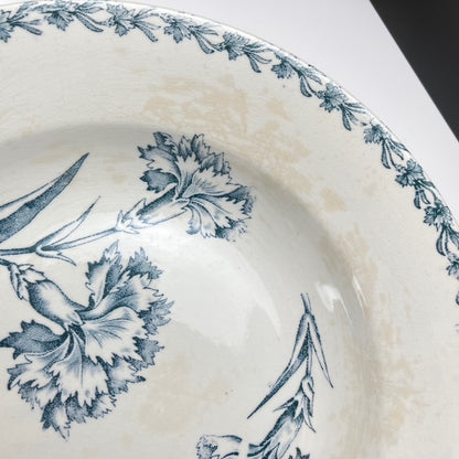 Set of 8 soup plates, "Oeillet" pattern, KG Lunéville, ironstone, 19th century