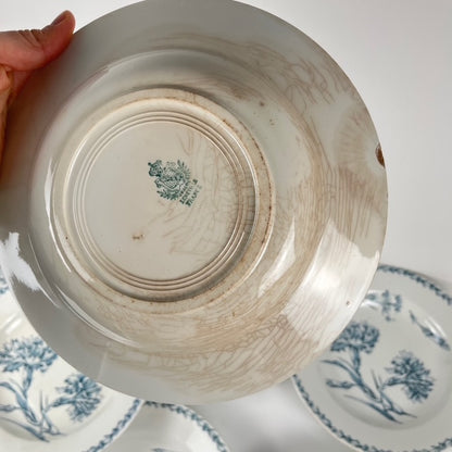 Set of 8 soup plates, "Oeillet" pattern, KG Lunéville, ironstone, 19th century