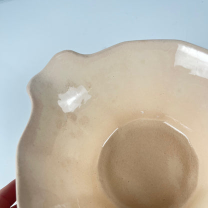 Saucière Digoin - Sarreguemines , motif rose, première moitié du XXe s.