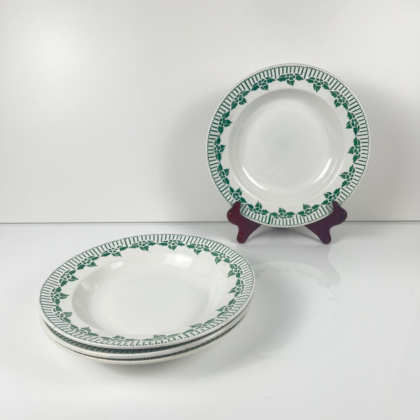 Set of 4 "Pedro" soup plates, Sarreguemines, first half of the 20th century.