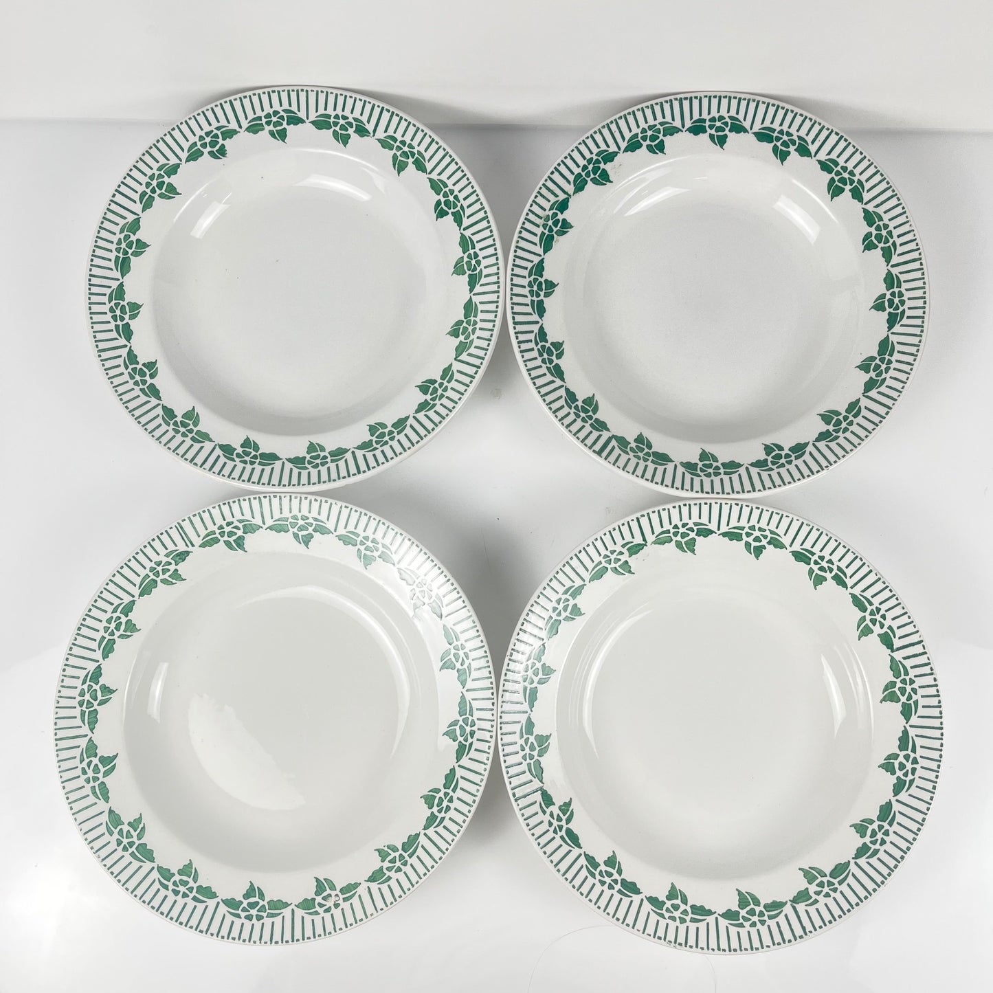 Set of 4 "Pedro" soup plates, Sarreguemines, first half of the 20th century.