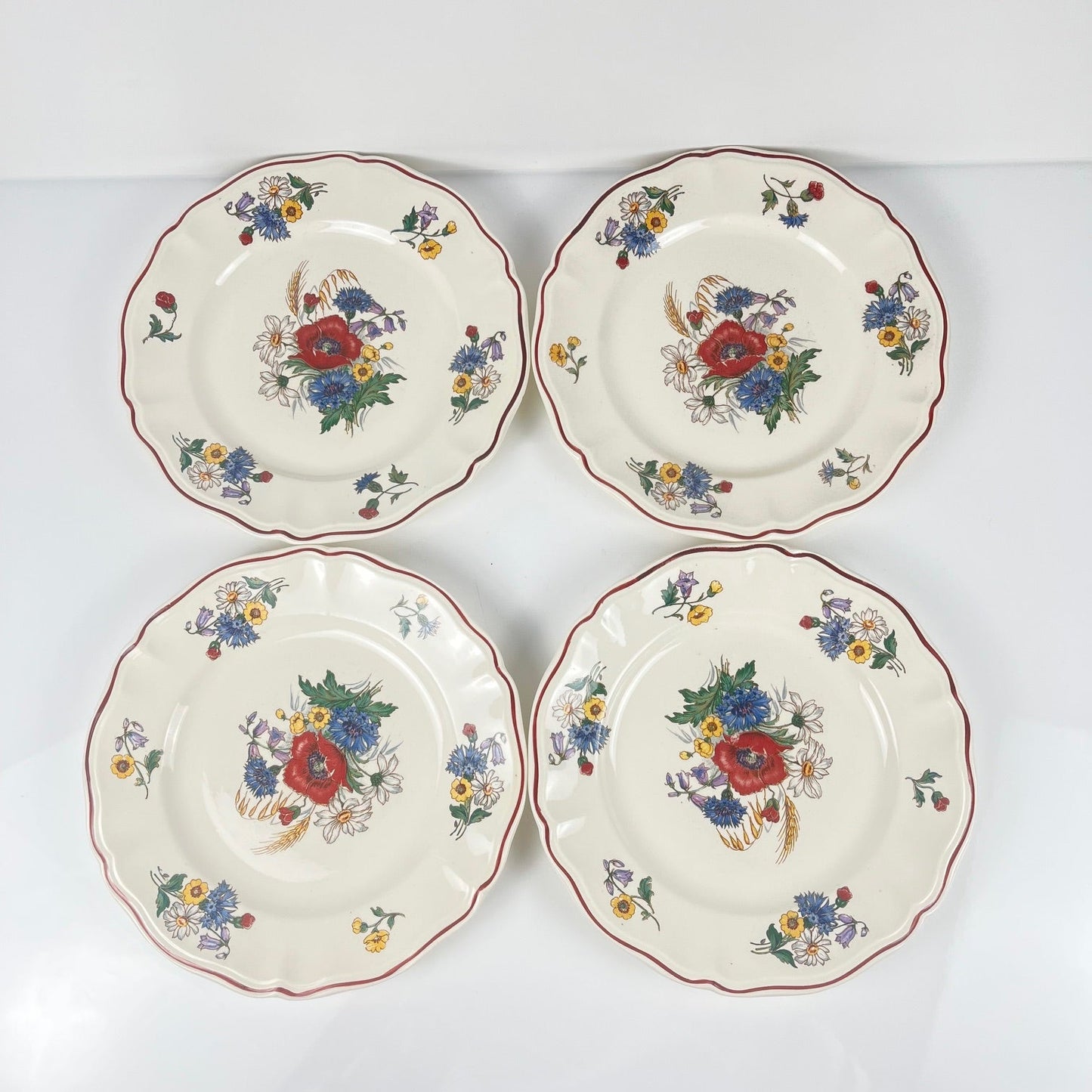 Set de 4 assiettes plates "Agreste", Sarreguemines, première moitié du XXeme s.