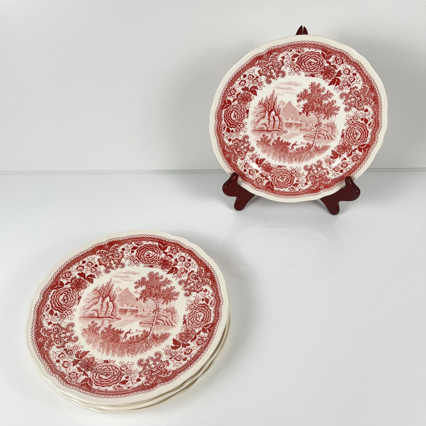 Set of 4 "Burgenland" dessert plates, Villeroy & Boch, red