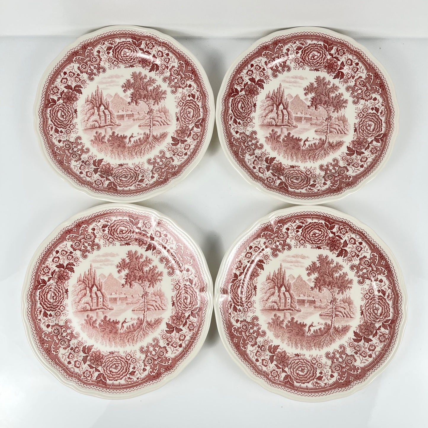 Set of 4 "Burgenland" dessert plates, Villeroy & Boch, red