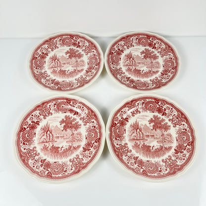Set of 4 "Burgenland" dessert plates, Villeroy & Boch, red