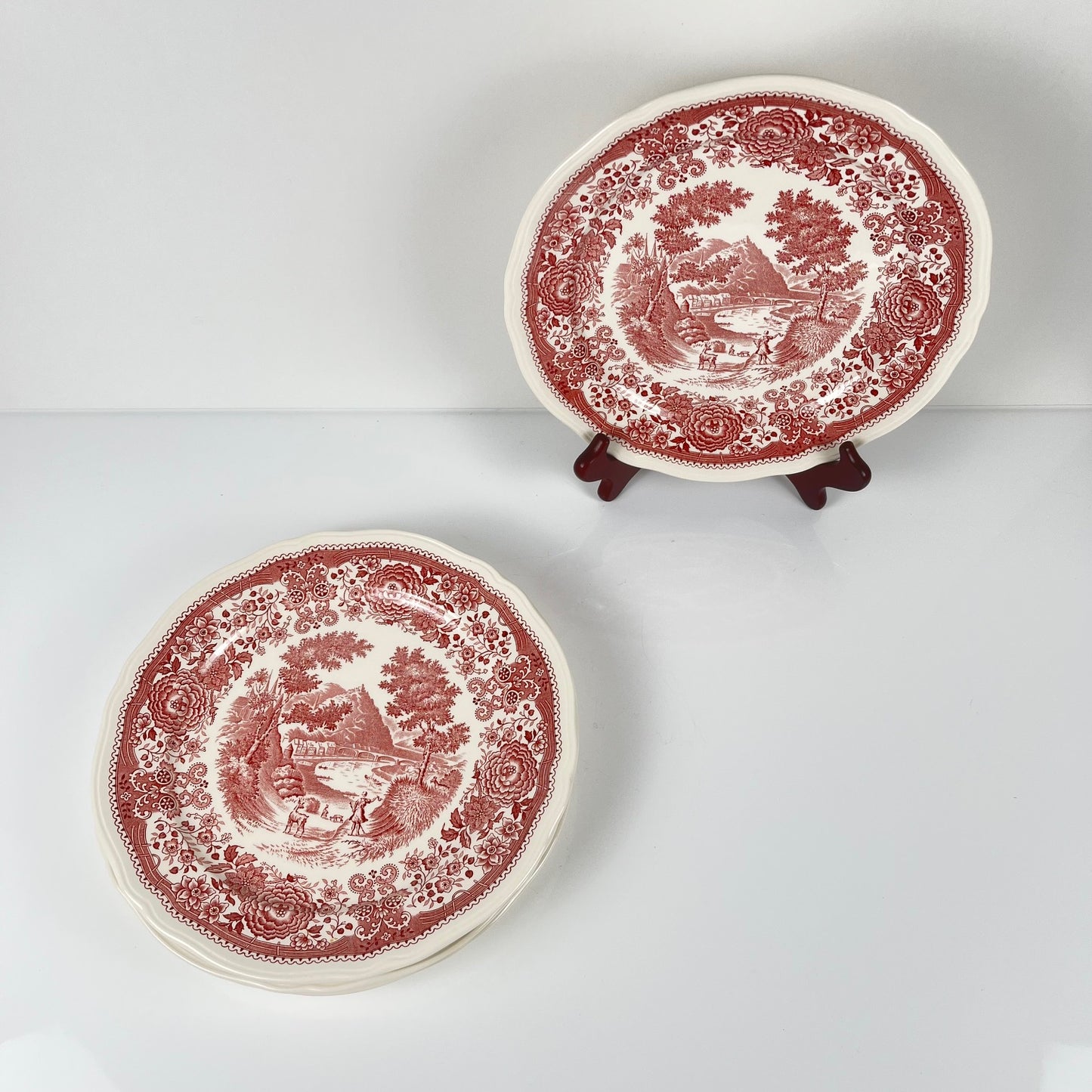 Set of 4 "Burgenland" dinner plates, Villeroy & Boch, red