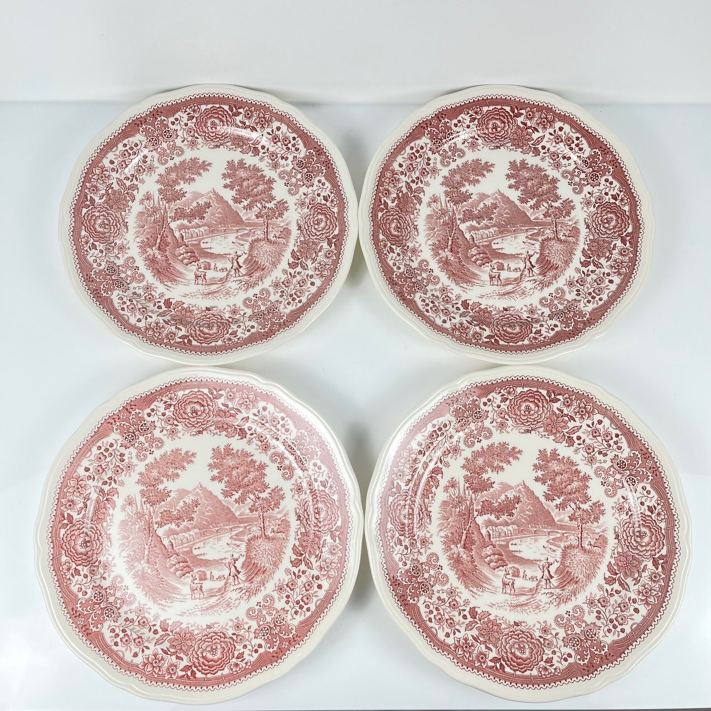 Set of 4 "Burgenland" dinner plates, Villeroy & Boch, red