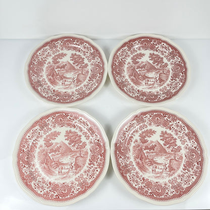 Set of 4 "Burgenland" dinner plates, Villeroy & Boch, red