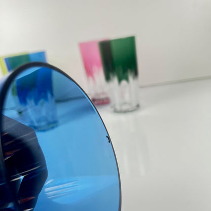 Lot de 6 verres Long drink en cristal doublé coloré , Années 1970, Europe de l'Est