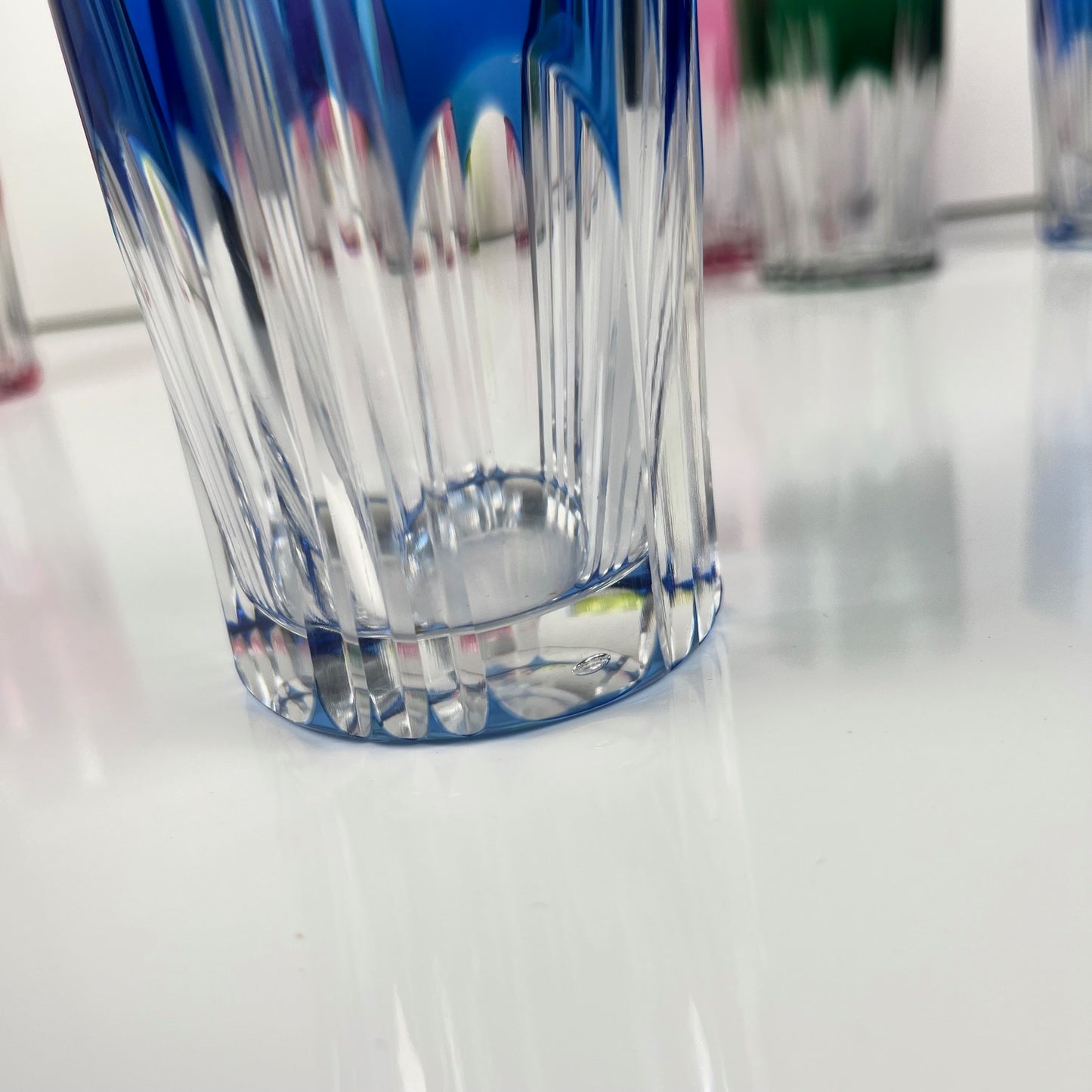 Lot de 6 verres Long drink en cristal doublé coloré , Années 1970, Europe de l'Est