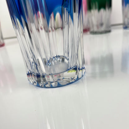 Lot de 6 verres Long drink en cristal doublé coloré , Années 1970, Europe de l'Est