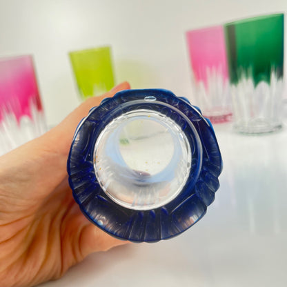 Lot de 6 verres Long drink en cristal doublé coloré , Années 1970, Europe de l'Est