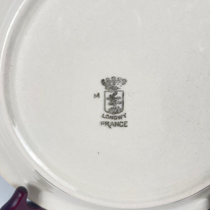 Set de 6 assiettes demi-creuse Longwy , début XXème s. , décor Floral