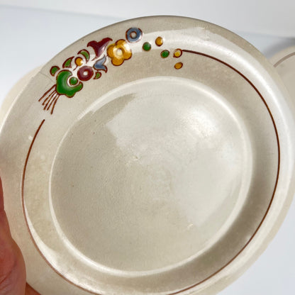 Set de 5 assiettes à dessert Longwy , début XXème s. , décor Floral