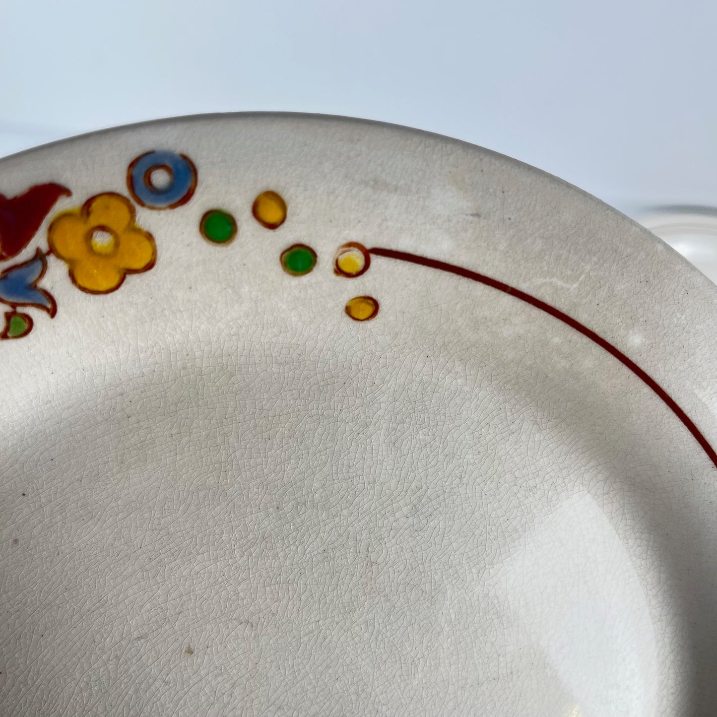 Set de 5 assiettes à dessert Longwy , début XXème s. , décor Floral