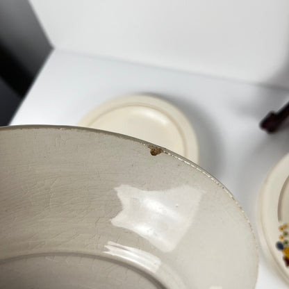 Set de 10 assiettes plates Longwy , début XXème s. , décor Floral