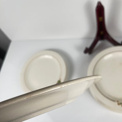 Set de 10 assiettes plates Longwy , début XXème s. , décor Floral