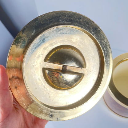 Seau à glaçons vintage en plastique effet loupe – couvercle doré, 1970