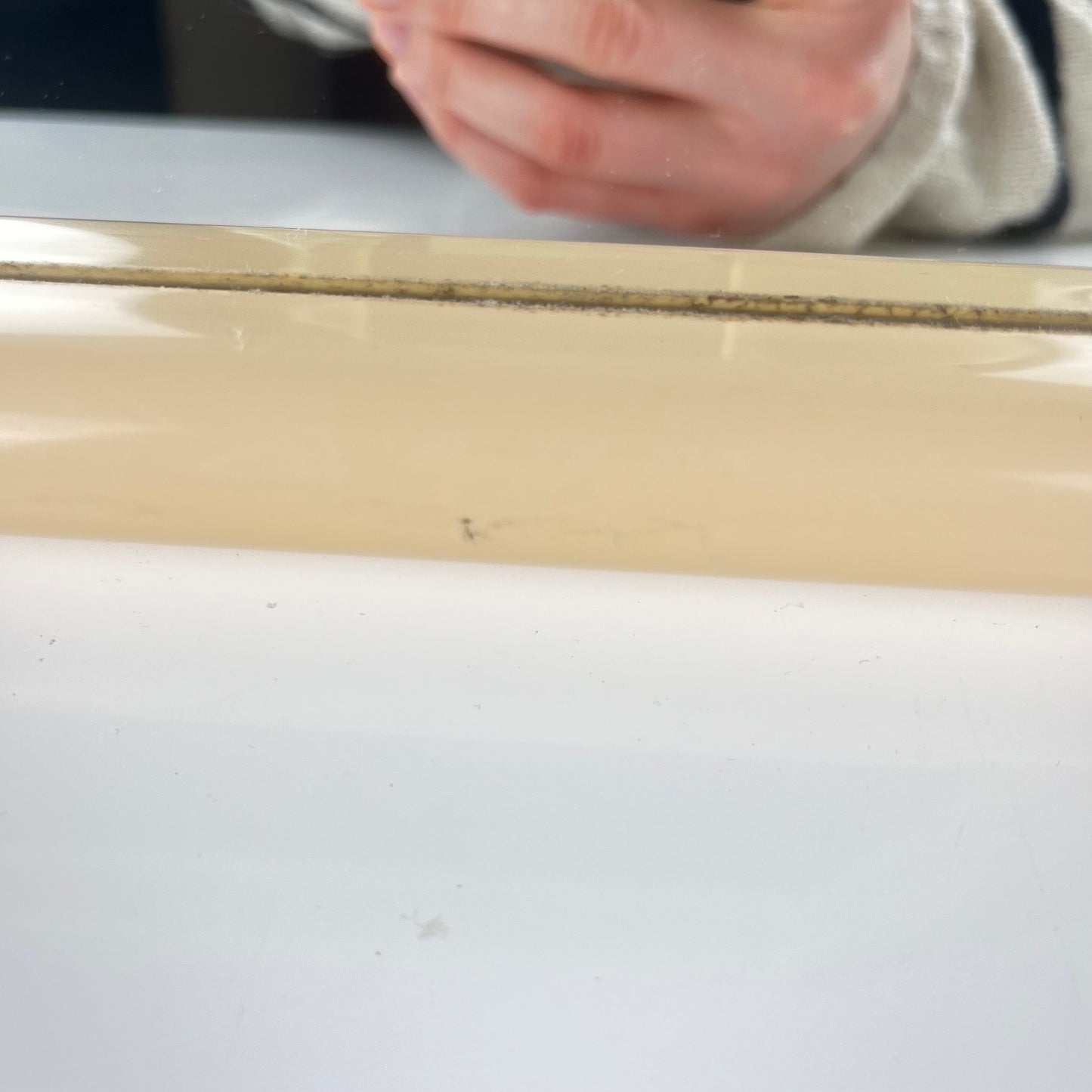 Miroir en plastique carré à bords arrondis , crème, 1970/80