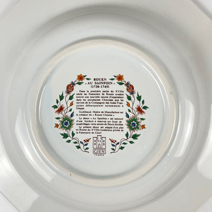 Plat rond semi creux Gien modèle Rouen Sainfoin, 1990