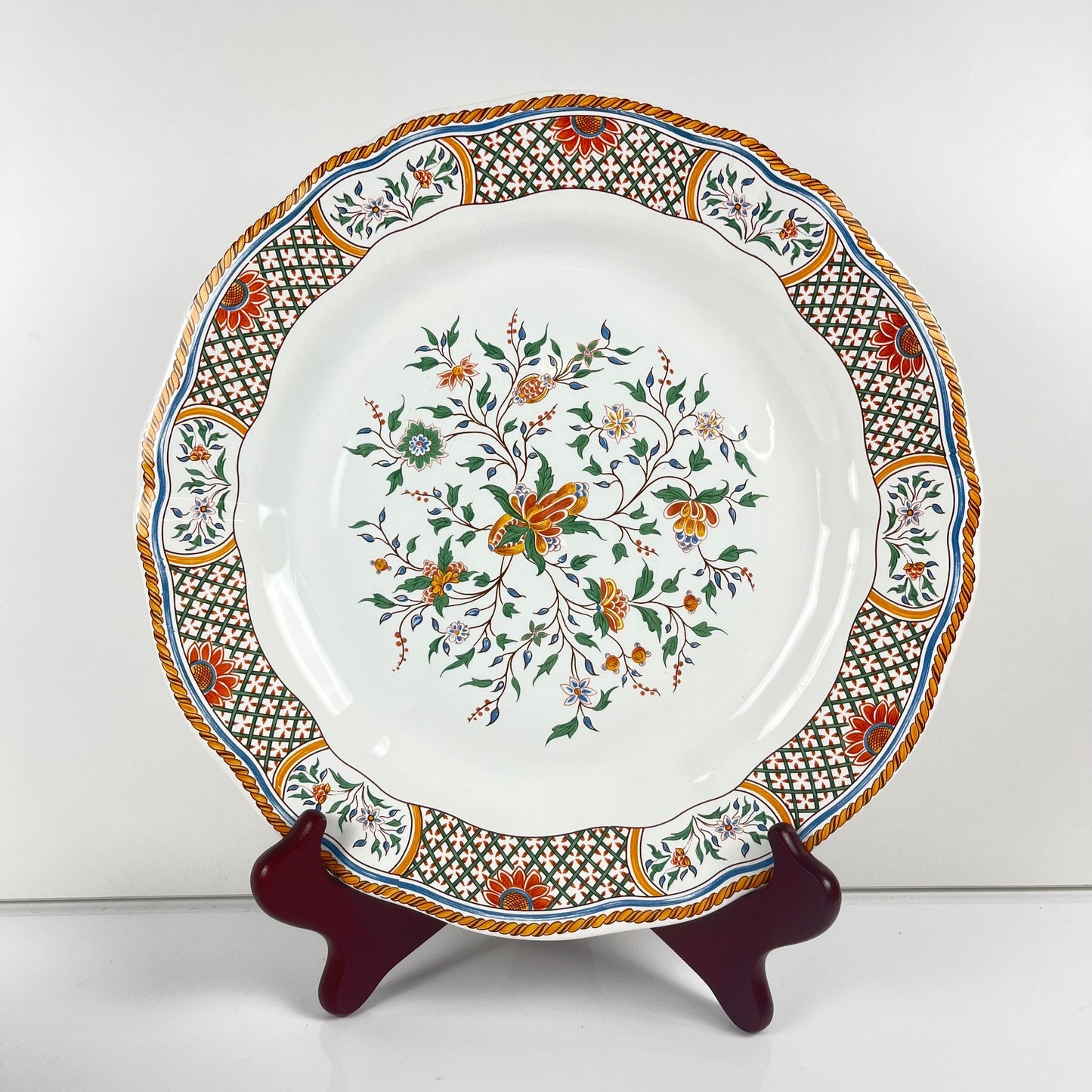 Lot de 8 assiettes plates  Gien modèle Rouen Sainfoin, 1990