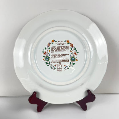 Lot de 8 assiettes plates  Gien modèle Rouen Sainfoin, 1990